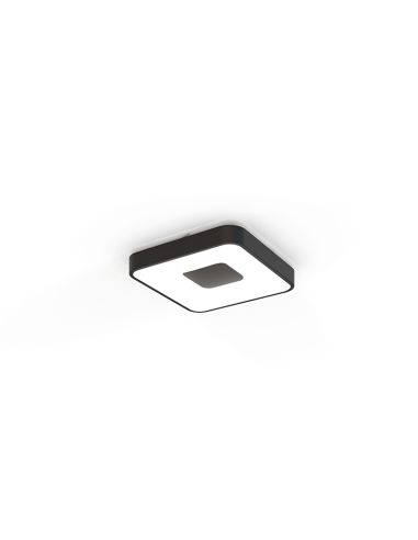 Petit plafonnier LED carré noir à intensité variable Coin