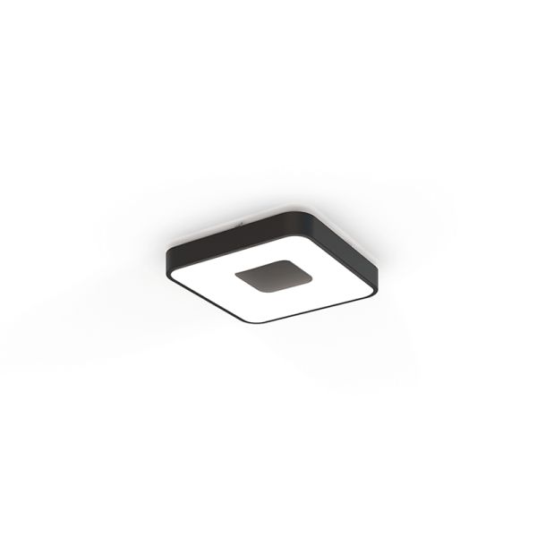 Petit plafonnier LED carré noir à intensité variable Coin