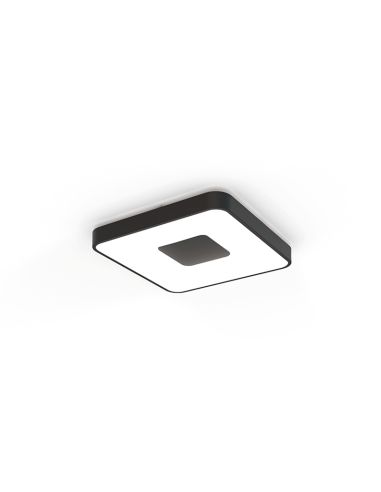 Plafón LED cuadrado regulable Coin negro mediano