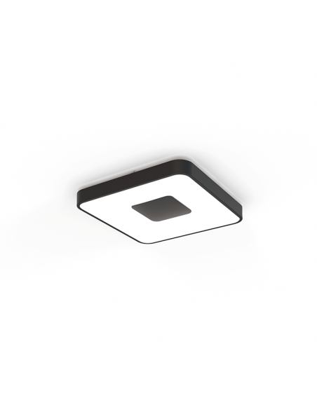 Plafonnier LED carré à intensité variable Coin, noir, moyen