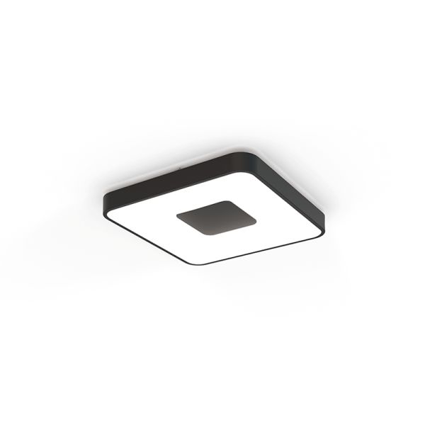 Plafonnier LED carré à intensité variable Coin, noir, moyen