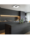 Plafón LED cuadrado regulable Coin negro ambiente