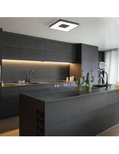 Plafón LED cuadrado regulable Coin negro pequeño 2