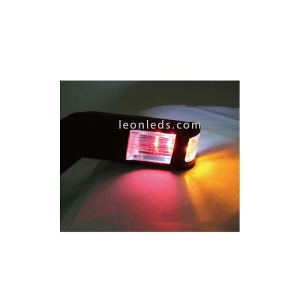 Buzina LED 3 funções branco âmbar e luz vermelha para caminhões com tulipa transparente incolor | Leon Iluminação LED