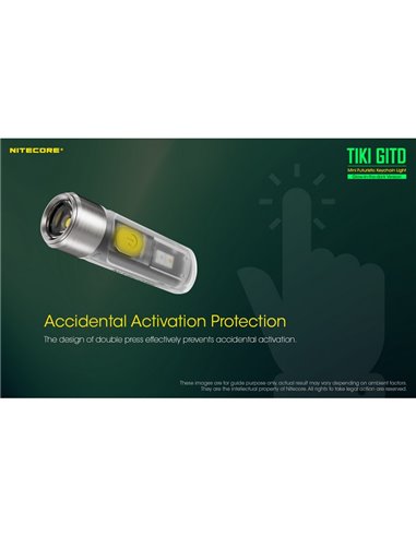 Lanterna de mão LED ultraleve TIKI GITD GREEN, brilha no escuro, 300 lm, alcance de 71 m, IP66