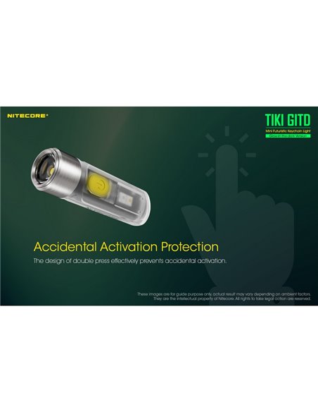 Lanterna de mão LED ultraleve TIKI GITD GREEN, brilha no escuro, 300 lm, alcance de 71 m, IP66