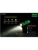 Linterna LED ultra ligera de mano TIKI GITD GREEN, brilla en la oscuridad 300Lm y alcance 71m IP66