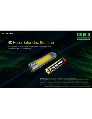 Linterna LED ultra ligera de mano TIKI GITD GREEN, brilla en la oscuridad 300Lm y alcance 71m IP66