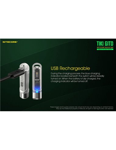 Linterna LED ultra ligera de mano TIKI GITD GREEN, brilla en la oscuridad 300Lm y alcance 71m IP66