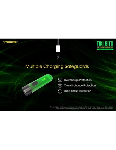 Linterna LED ultra ligera de mano TIKI GITD GREEN, brilla en la oscuridad 300Lm y alcance 71m IP66