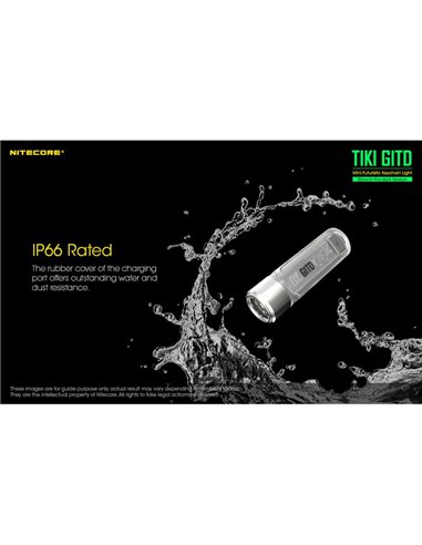 Lampe de poche LED ultra-légère TIKI GITD GREEN, brille dans le noir, 300 lm, portée de 71 m, IP66