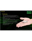 Linterna LED ultra ligera de mano TIKI GITD GREEN, brilla en la oscuridad 300Lm y alcance 71m IP66