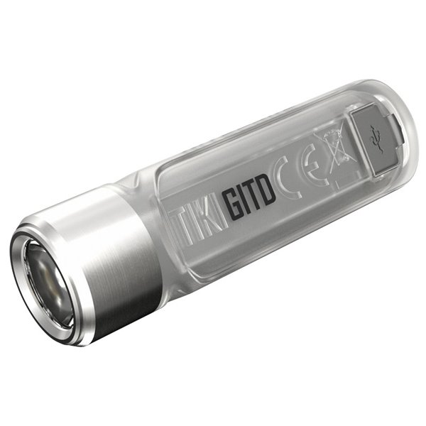 Lampe de poche LED ultra-légère TIKI GITD GREEN, brille dans le noir, 300 lm, portée de 71 m, IP66