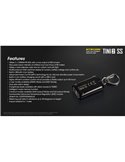 Linterna de mano Tini2 SS compacta y resistente, accesorio llavero 500Lm y 89m alcance, recargable USB-C Negra