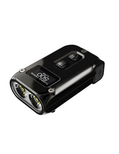 Linterna de mano Tini2 SS compacta y resistente, accesorio llavero 500Lm y 89m alcance, recargable USB-C Negra