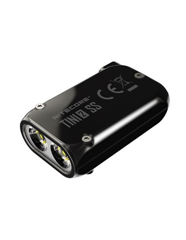 Linterna de mano Tini2 SS compacta y resistente, accesorio llavero 500Lm y 89m alcance, recargable USB-C Negra