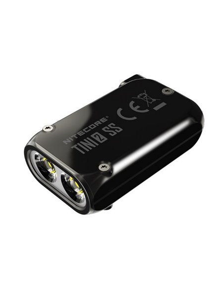 Linterna de mano Tini2 SS compacta y resistente, accesorio llavero 500Lm y 89m alcance, recargable USB-C Negra