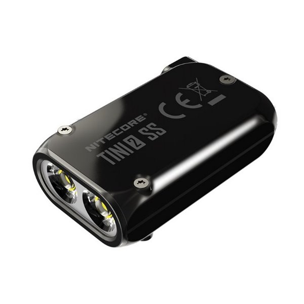 Linterna de mano Tini2 SS compacta y resistente, accesorio llavero 500Lm y 89m alcance, recargable USB-C Negra