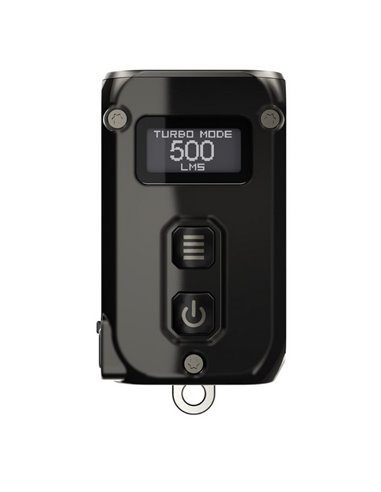 Linterna de mano Tini2 SS compacta y resistente, accesorio llavero 500Lm y 89m alcance, recargable USB-C Negra