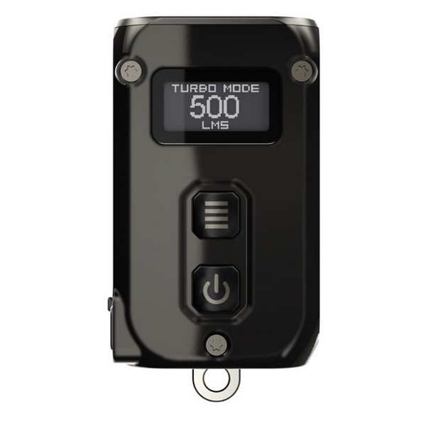 Linterna de mano Tini2 SS compacta y resistente, accesorio llavero 500Lm y 89m alcance, recargable USB-C Negra