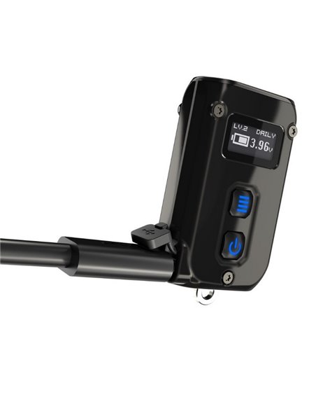 Lampe torche porte-clés compacte et robuste Tini2 SS, 500 lm, portée 89 m, rechargeable par USB-C, noire