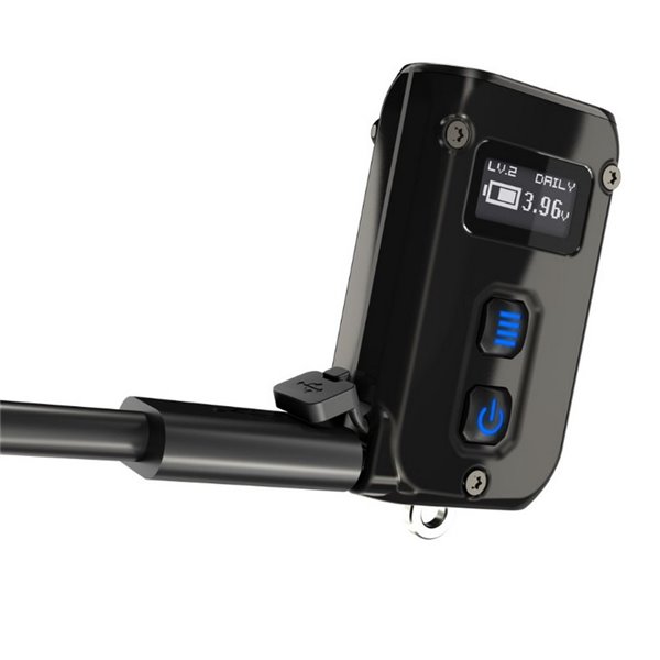 Linterna de mano Tini2 SS compacta y resistente, accesorio llavero 500Lm y 89m alcance, recargable USB-C Negra