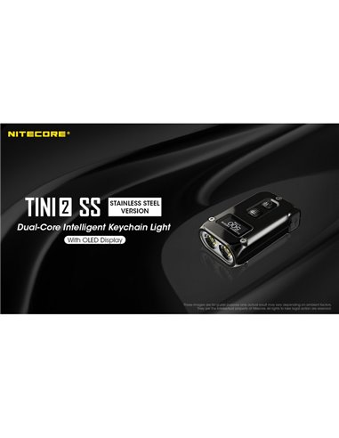 Linterna de mano Tini2 SS compacta y resistente, accesorio llavero 500Lm y 89m alcance, recargable USB-C Negra