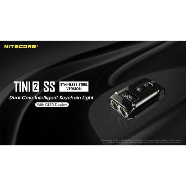 Linterna de mano Tini2 SS compacta y resistente, accesorio llavero 500Lm y 89m alcance, recargable USB-C Negra