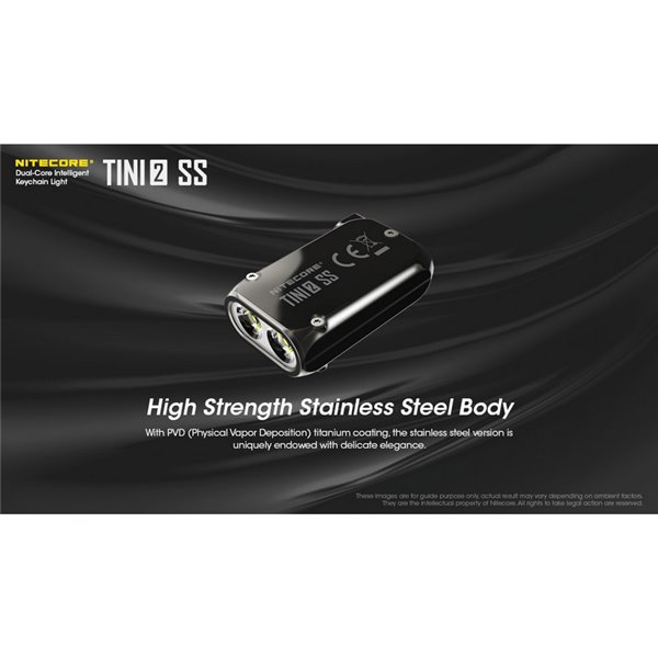 Linterna de mano Tini2 SS compacta y resistente, accesorio llavero 500Lm y 89m alcance, recargable USB-C Negra