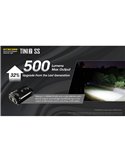 Linterna de mano Tini2 SS compacta y resistente, accesorio llavero 500Lm y 89m alcance, recargable USB-C Negra