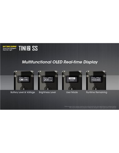 Linterna de mano Tini2 SS compacta y resistente, accesorio llavero 500Lm y 89m alcance, recargable USB-C Negra