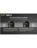 Linterna de mano Tini2 SS compacta y resistente, accesorio llavero 500Lm y 89m alcance, recargable USB-C Negra