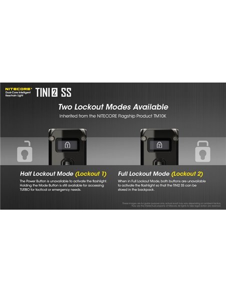 Linterna de mano Tini2 SS compacta y resistente, accesorio llavero 500Lm y 89m alcance, recargable USB-C Negra