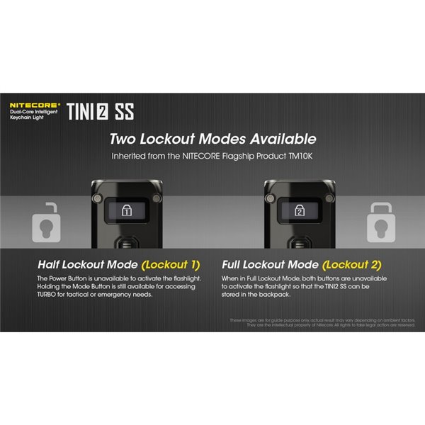 Linterna de mano Tini2 SS compacta y resistente, accesorio llavero 500Lm y 89m alcance, recargable USB-C Negra