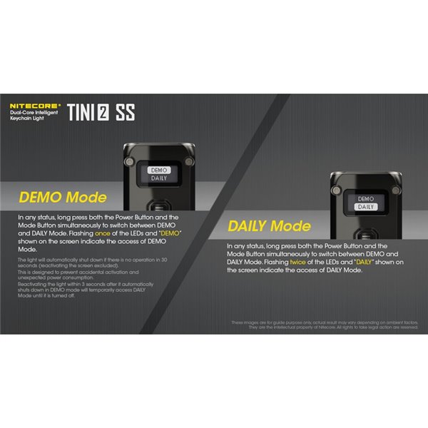 Linterna de mano Tini2 SS compacta y resistente, accesorio llavero 500Lm y 89m alcance, recargable USB-C Negra