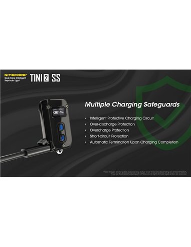 Linterna de mano Tini2 SS compacta y resistente, accesorio llavero 500Lm y 89m alcance, recargable USB-C Negra