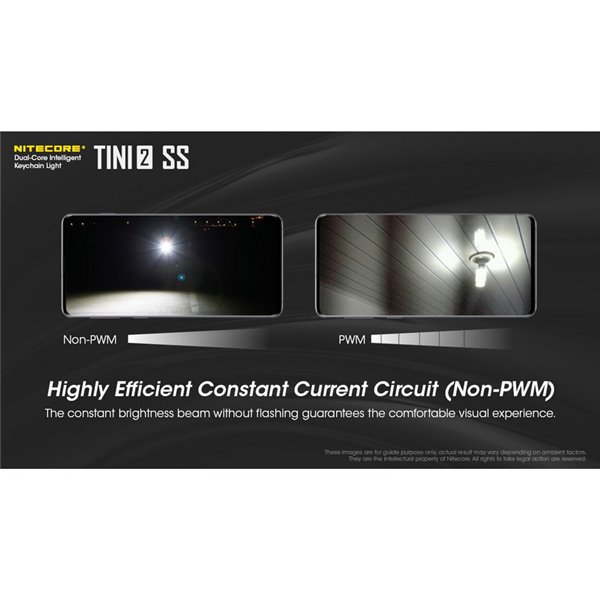 Lampe torche porte-clés compacte et robuste Tini2 SS, 500 lm, portée 89 m, rechargeable par USB-C, noire