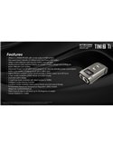 Linterna de mano LED Tini2 SS TI titanio, accesorio llavero 500Lm y 89m alcance, recargable USB-C Gris