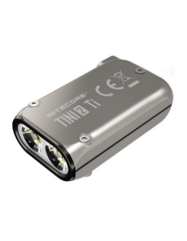 Linterna de mano LED Tini2 SS TI titanio, accesorio llavero 500Lm y 89m alcance, recargable USB-C Gris