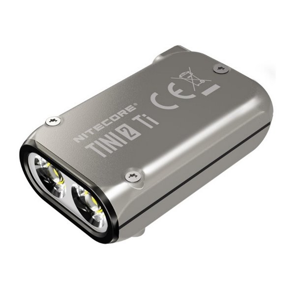 Linterna de mano LED Tini2 SS TI titanio, accesorio llavero 500Lm y 89m alcance, recargable USB-C Gris
