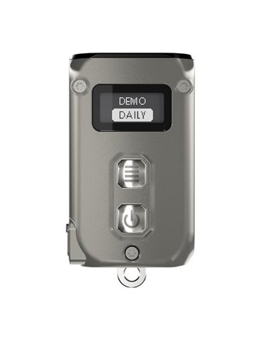 Linterna de mano LED Tini2 SS TI titanio, accesorio llavero 500Lm y 89m alcance, recargable USB-C Gris