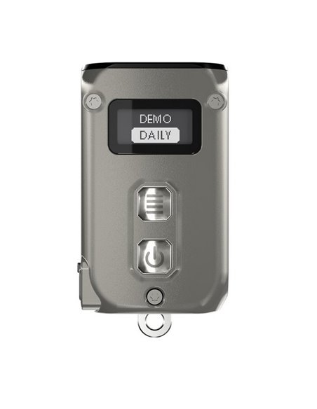 Linterna de mano LED Tini2 SS TI titanio, accesorio llavero 500Lm y 89m alcance, recargable USB-C Gris
