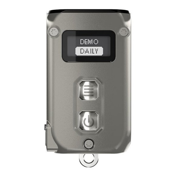 Linterna de mano LED Tini2 SS TI titanio, accesorio llavero 500Lm y 89m alcance, recargable USB-C Gris
