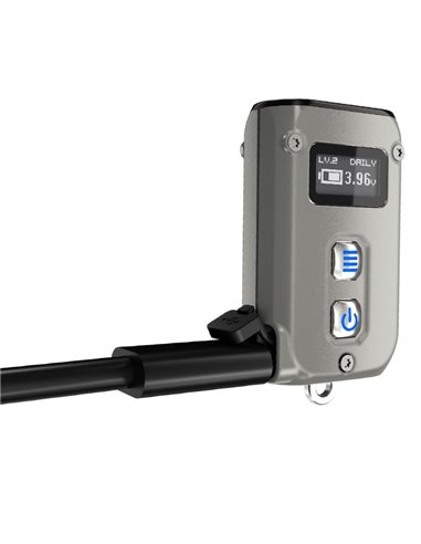Linterna de mano LED Tini2 SS TI titanio, accesorio llavero 500Lm y 89m alcance, recargable USB-C Gris