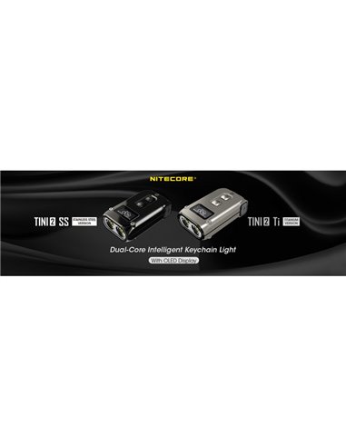 Linterna de mano LED Tini2 SS TI titanio, accesorio llavero 500Lm y 89m alcance, recargable USB-C Gris