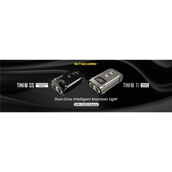 Linterna de mano LED Tini2 SS TI titanio, accesorio llavero 500Lm y 89m alcance, recargable USB-C Gris