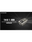 Linterna de mano LED Tini2 SS TI titanio, accesorio llavero 500Lm y 89m alcance, recargable USB-C Gris