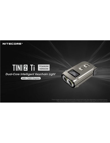 Linterna de mano LED Tini2 SS TI titanio, accesorio llavero 500Lm y 89m alcance, recargable USB-C Gris