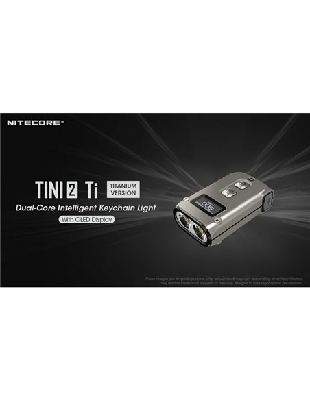 Linterna de mano LED Tini2 SS TI titanio, accesorio llavero 500Lm y 89m alcance, recargable USB-C Gris