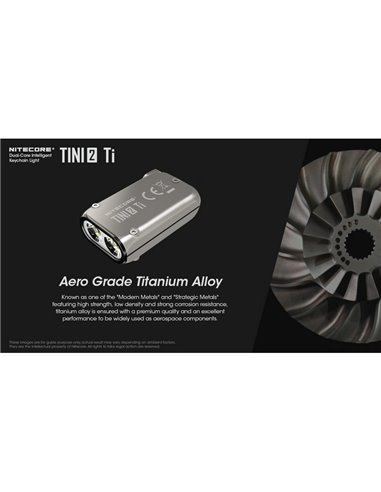 Linterna de mano LED Tini2 SS TI titanio, accesorio llavero 500Lm y 89m alcance, recargable USB-C Gris